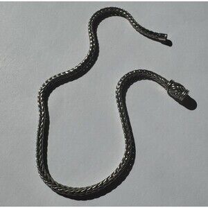 Vintage Silver Tone Thick Wheat Chain Choker Necklace 15” Magnetic Clasp